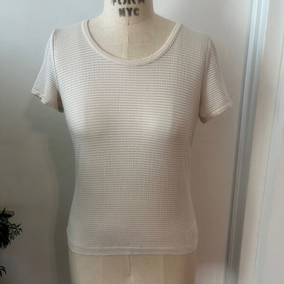Vintage Armani Collezioni Ribbed T-Shirt Size 6 - Picture 1 of 5